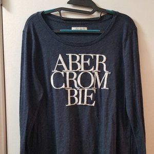 Abercrombie and Flitch long sleeve embroidered logo crew neck tee